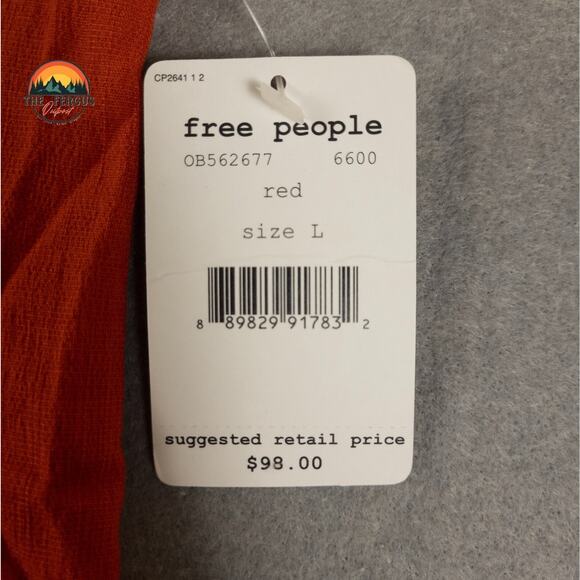 NWT Free People A-Line Dress Red Kitty Kat Back Cut-Out High Neck Women's Large - Picture 7 of 11